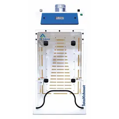 This light duty ducted fume hood from AIR SCIENCE is designed for laboratory ventilation and containment of chemical vapors, fumes, and particulates. It operates on 120V AC and includes a white work surface. The hood has an overall width of 36 inches and depth of 28 inches. Blower and base/stand are not included.