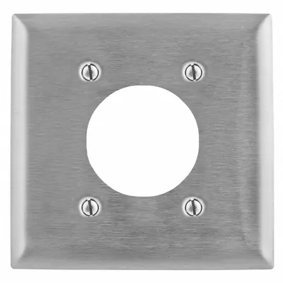 HUBBELL Wall Plate: Single Circular Opening, 2 Gang, Silver - General Purpose Wall Plates