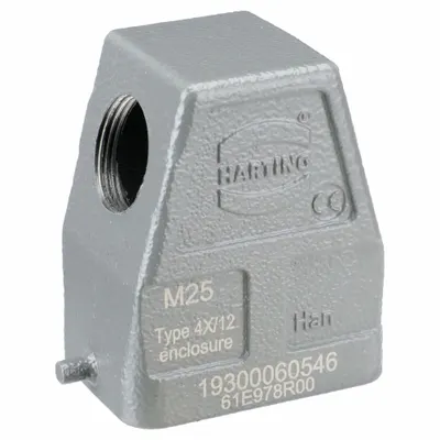 HARTING Rectangular Connector Hood: Size 6 B, Side, Single-Entry, M25 Cable Entry - Hoods for Rectangular Connectors