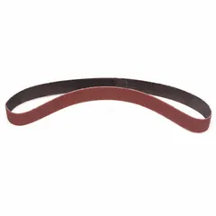 This 3M 767F sanding belt is designed for cool-cutting on stainless steel and soft metals. It features 60-grit ceramic grain on a YF weight polyester backing, measuring 1/4 in wide by 24 in long. Supplied in a 200-pack, it is suitable for industrial metalworking applications requiring consistent finishing performance.