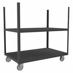 This corner-stake bar and pipe truck is designed for transporting long materials such as bars, pipes, and tubing. It features a 1,400 lb capacity and a (2) rigid caster configuration. Overall dimensions are 48 1/2 in length, 30 1/2 in width, and 48 1/2 in height. Finish is gray.