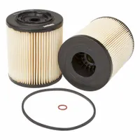 Cartridge fuel filter with plastic media. Outside diameter 4 3/8 in, inside diameter 13/16 in. Interchanges with Baldwin PF7889-10. Used in fuel systems of construction equipment to remove contaminants