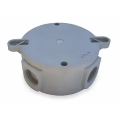 Gray polyester ceiling box for NV2 Series, 4 3/4 in length. Designed for use in hazardous locations where flammable gases, vapors, or combustible dusts may be present. Provides a secure enclosure for electrical connections in industrial environments.