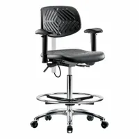 ESD Task Chair: Polyurethane, Arms Included, Ht Range 24 1/2 in to 34 3/4 in, 16 in Seat Wd, Adj (MPN BR-ESD-PHBCH-CR-T0-A1-CF-EC)