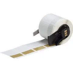 Vinyl wraparound label with brown matte finish, sized 1 1/2 in x 1 in, for wire gauges 10 AWG to 4 AWG. Compatible with M710 printer series and requires M7-R4300 ribbon. Used for permanent wire identification in electrical and industrial applications.