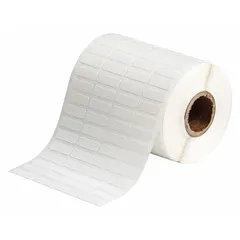 Vinyl wraparound label with black print on white background, sized 1/2 in x 3/4 in. Designed for wire gauges 6 AWG to 16 AWG. Compatible with BBP11 printer series and requires ribbon R6213. Used for permanent identification of wires and cables in industrial settings.