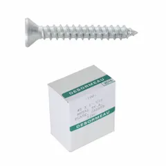 Galvanized steel drilling screw with #8 thread size, designed as a fastener for clamp-on pipe systems. Used to secure pipe clamps and brackets in industrial piping installations.