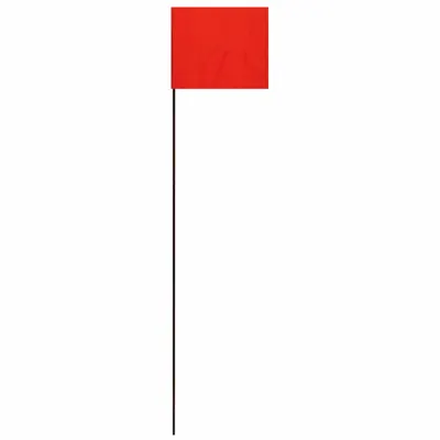 HY-KO PRODUCTS Plain Marking Flag with Wire Staff, Red, 21 in Staff, 25 Pack - Plain Marking Flags with Wire Staff