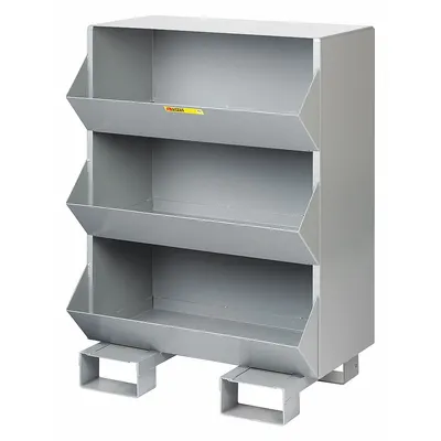 LITTLE GIANT MS1-1532-FP Stationary Stacking Bin Unit, 3 Compartments, Gray - Stationary Stacking Bin Units