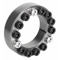 This keyless bushing is a multi-screw locking assembly type for mounting components such as pulleys, sprockets, or couplings onto a 75 mm shaft without keys or keyways. It provides a high-torque, zero-backlash connection suitable for industrial power transmission applications. Made of oil-dipped steel, it has a 115 mm outer diameter and 38 mm width, with no flange