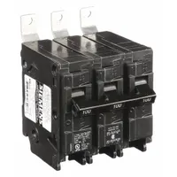 Three-pole miniature circuit breaker rated 100 A at 240V AC, standard type, from the BL Series. Designed for bolt-on mounting in Siemens P1 Panelboards. Provides overcurrent protection in three-phase electrical distribution systems with a maximum interrupting rating of 22kA at 240V AC