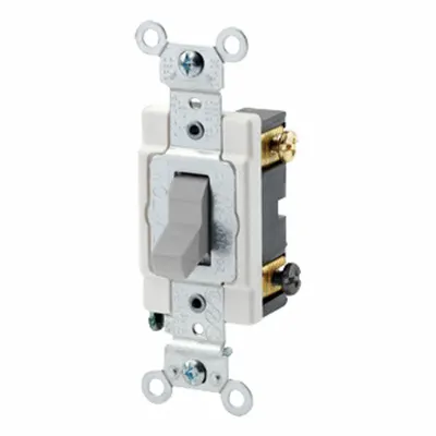LEVITON Toggle 4-Way, 20 Amp: Toggle Switch, 4-Way, Maintained, Gray, 120/277V AC - Toggle Wall Switches