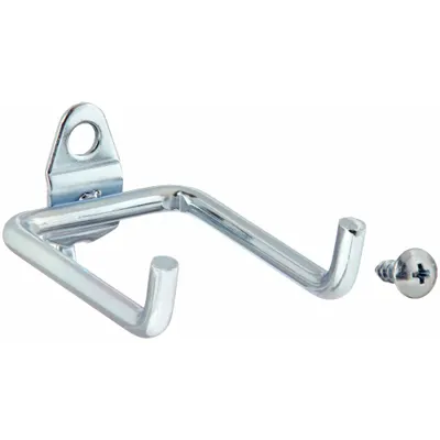 TRITON PRODUCTS Double Rod Pegboard Hook: 1/4 in_1/8 in Peg Hole, Screw-In, Surface, Silver - Hooks for Round-Hole Pegboard