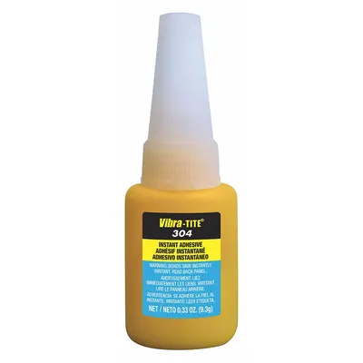 VIBRA-TITE Instant Adhesive: 304, Gen Purpose, 0.33 fl oz, Bottle, Clear, Thin Liquid - General Purpose Instant Adhesives