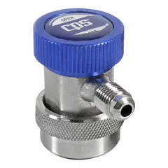 Brass low side coupler for refrigerant machine replacement. Used to connect service hoses to the low-pressure side of HVAC and refrigeration systems for charging, recovery, or evacuation.