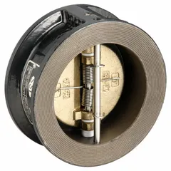 This SSI check valve features a cast iron wafer body with double-door design for inline installation. With a 3 in pipe size, it is suited for preventing backflow in piping systems, commonly used in water, wastewater, and industrial process applications where a compact wafer-style valve is required.