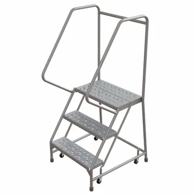 BALLYMORE Rolling Ladder: 2.5 ft Platform Ht, Assembled, Aluminum, Wt-Actuated - Aluminum Weight-Actuated Ladders