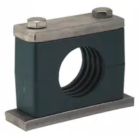 This beta clamp features a 304 stainless steel clamp with a polypropylene cushion. The textured core design provides vibration dampening for piping and tubing systems in industrial environments