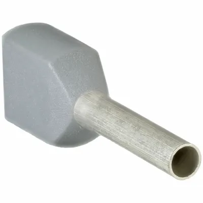 PANDUIT Wire Ferrule: 18 AWG Max Wire Size, Holds 2 Wire, Gray, Polypropylene - Insulated Ferrules
