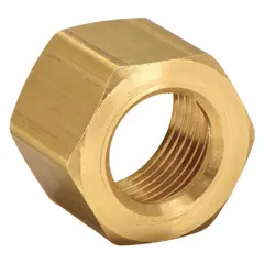 Brass compression fitting with a 5/8 in overall length, sold in a 10-pack. Used to create secure, leak-resistant connections in tubing systems for fluid and gas applications.