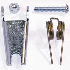 This latch assembly is a replacement kit for hoist hooks, designed to secure loads during lifting operations. Compatible with hooks rated for 10,000 lb load capacity, it helps prevent accidental load disengagement in material handling, construction, and manufacturing applications.