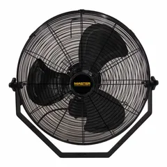 This MASTER fan features an 18-inch blade diameter powered by a 120V AC, 1/6 hp motor with three speeds. Designed for ceiling or wall mounting via bracket, it provides non-oscillating airflow for air circulation in industrial spaces such as warehouses, factories, and workshops.