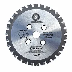 This 5-inch diameter circular saw blade is designed for cutting rebar and other ferrous materials. It features 30 carbide-tipped teeth, a 0.066-inch cutting width, and a 1/2-inch arbor. Suitable for construction and concrete reinforcement applications.