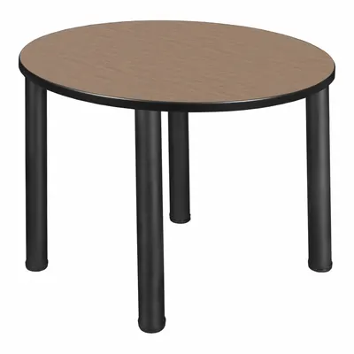 KEE Cafe/Breakroom Table: Laminate, Oak, 29 in Overall Ht - Max, Circle, Black - Cafe & Breakroom Tables