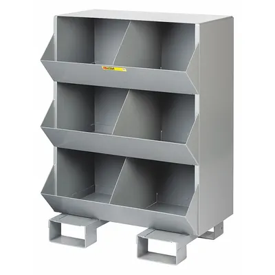 LITTLE GIANT MS2-1532-FP Stationary Stacking Bin Unit, 6 Compartments, Gray - Stationary Stacking Bin Units