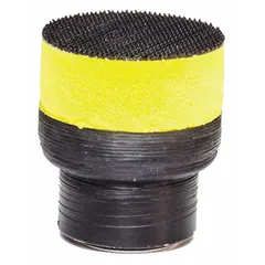 This 1 in outside diameter rubber backing pad features a hook-and-loop attachment and a smooth texture with a molded sanding finish. It is designed for use with backers on aluminum surfaces in automotive and metalworking sanding applications.