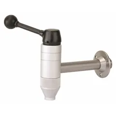 A fluid spigot for controlled dispensing from drums or containers. Suitable for use with standard drum openings in industrial maintenance, manufacturing, and workshop environments.