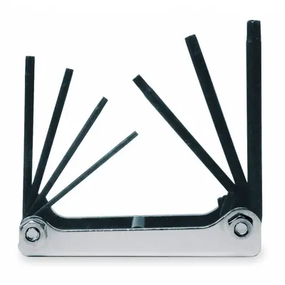 EKLIND Torx Key Set: Short, 1 Pieces, T10/T15/T20/T25/T27/T30/T40 Tip Size, Std End - Folding Torx Key Sets