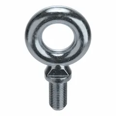 This steel, zinc-plated machinery eye bolt with shoulder is used for lifting and rigging applications. It features a 2"-4 1/2 thread size and 4 in thread length. Nut is not included. Made in USA.