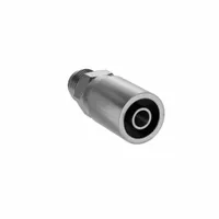 Steel straight hydraulic hose fitting with JIC male x crimp genderless connection. Designed for -6 hose dash size and 5/8"-18 thread. Used in fluid power systems for connecting hoses to ports in hydraulic circuits