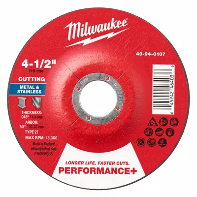 MILWAUKEE 49-94-0107 Type 27 General Purpose Cut-Off Wheel - General Purpose Cut-Off Wheels for Carbon & Stainless Steel