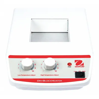 OHAUS Heat Block: 15 3/8 in Overall Dp, 3 1/2 in Overall Ht, 8 in Overall Wd - Dry Baths
