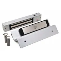 This single-door magnetic lock from DYNALOCK's Series 2500 is constructed of aluminum and features an instantaneous release delay. It is used for access control on doors in commercial and industrial facilities, securing doors via electromagnetic force