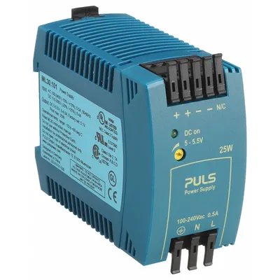 PULS DC Power Supply: DIN Rail, 25 W Output Power - Rated, 5 A Current - Output - DIN Rail Mount DC Power Supplies
