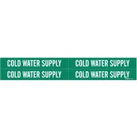 Pipe Marker: Cold Water Supply, Green, White, Fits 3/4 to 2 3/8 in Pipe O.D., 4 Pipe Markers (MPN 7057-4)
