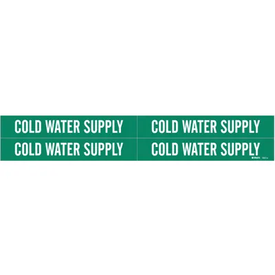 BRADY Cold Water Supply Adhesive Pipe Marker - Cold Water Supply Adhesive Pipe Markers