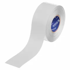 Solid white floor marking tape with a 22 mil thick polyester backing. Used for marking aisles, hazard zones, and storage areas in industrial facilities, warehouses, and manufacturing plants. Provides high-visibility organization and safety delineation.