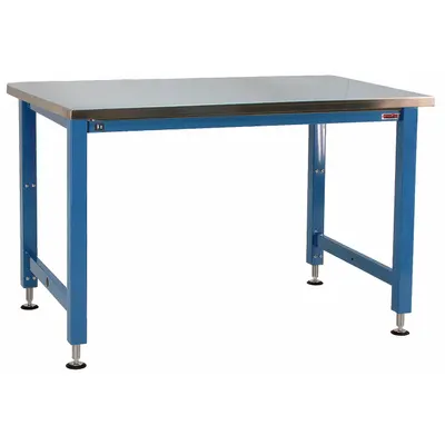 BENCHPRO Workbench: Adj Ht, Stainless Steel, 96 in x 36 in, 1,000 lb Overall Load Capacity - Open-Base Workstations