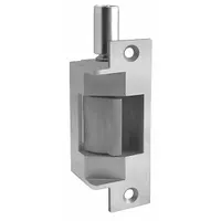 This heavy-duty electric strike accepts both cylindrical and mortise locksets. Constructed in stainless steel, it measures 4 7/8 inches in height and operates on 24V input voltage. Suitable for use in commercial access control systems where secure door release is required