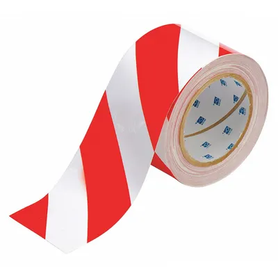 BRADY Floor Marking Tape: Gen Purpose, Striped, Red/White, 3 in x 100 ft - General Purpose Floor Marking Tape