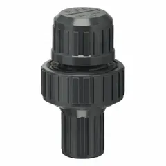 Unfinished PVC atmospheric vacuum breaker with 3/4 in FNPT connections. Prevents back-siphonage in water systems within 36°F to 140°F. Suitable for plumbing and irrigation applications requiring corrosion-resistant vacuum relief.