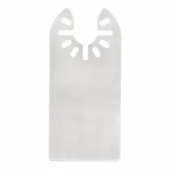 Steel oscillating scraper blade with flexible straight design. Blade length 2 3/4 in, width 1 3/8 in. Single piece. For scraping paint, adhesive, caulk from flat surfaces in renovation and construction.