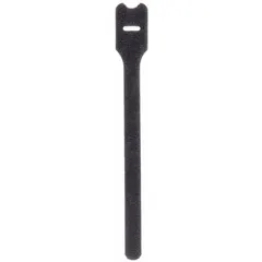 Plenum rated hook-and-loop cable tie for bundling cables in air-handling spaces. Made of nylon, black, 8 inches long, 0.5 inches wide, with a maximum bundle diameter of 1.91 inches. Pack of 10.