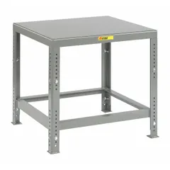 Steel-top worktable with a 36 in x 30 in surface and 10,000 lb overall load capacity. Non-expandable, non-modular unit with adjustable height. Suitable for heavy-duty industrial assembly, maintenance, and fabrication tasks in manufacturing plants, warehouses, and repair shops.