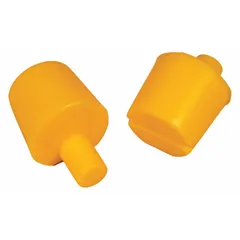 Polyethylene locator pins for modular pail dispensing racks. 1 in overall height. Used to align and secure pails on compatible racks, preventing shifting during dispensing in industrial fluid handling applications.
