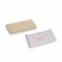 Lab storage rack partition used as a structural divider to organize and separate items within laboratory storage racks. Helps maintain arrangement of vials, bottles, or other labware.